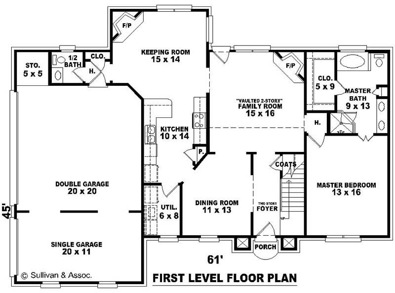 Floor Plan First Story of Traditional Plan #170-2737
