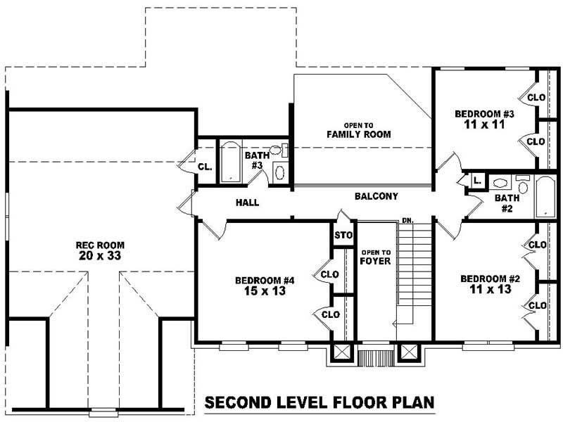 Floor Plan Second Story of Traditional Plan #170-2737