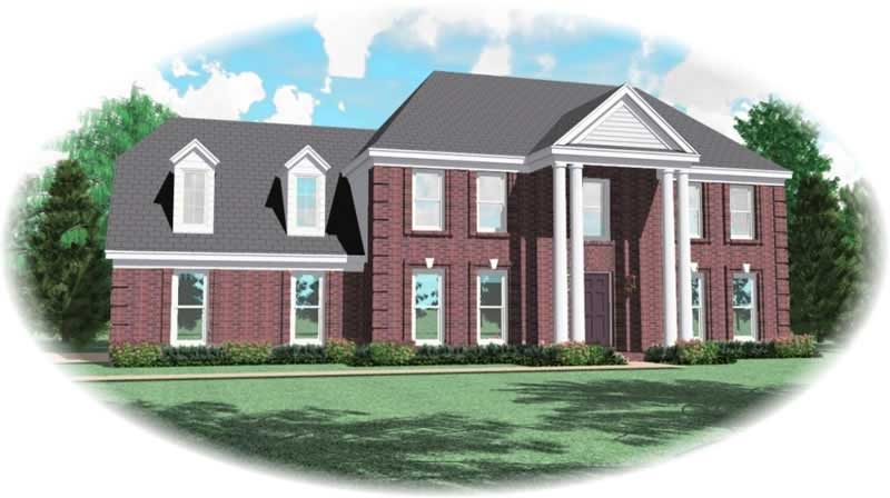 Front view of Colonial home (ThePlanCollection: House Plan #170-2738)