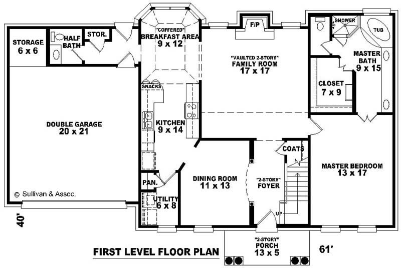 Floor Plan First Story of Colonial Plan #170-2738