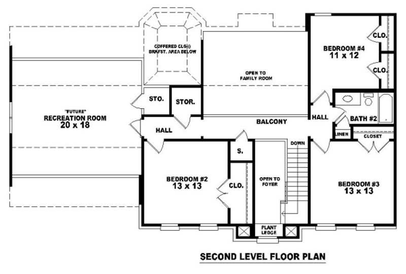 Floor Plan Second Story of French Plan #170-2741