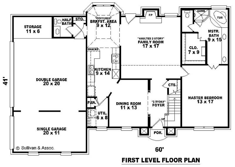 Floor Plan First Story of Traditional Plan #170-2743