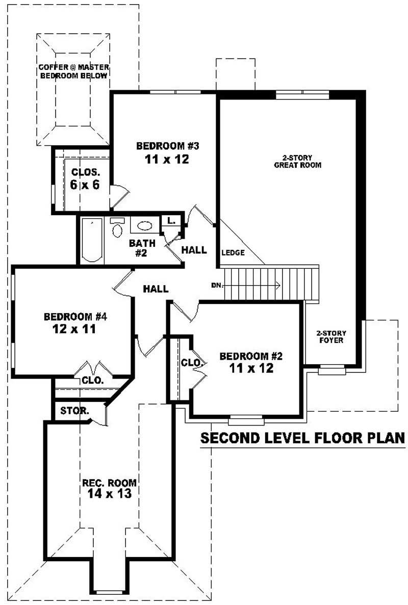 Floor Plan Second Story of French Plan #170-2748