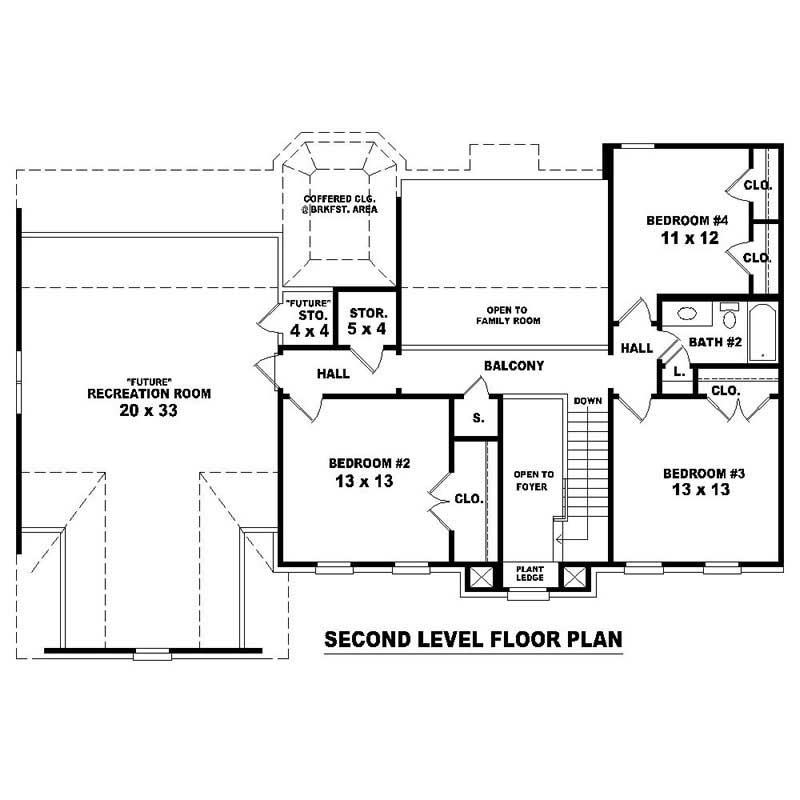 Floor Plan Second Story of French Plan #170-2765