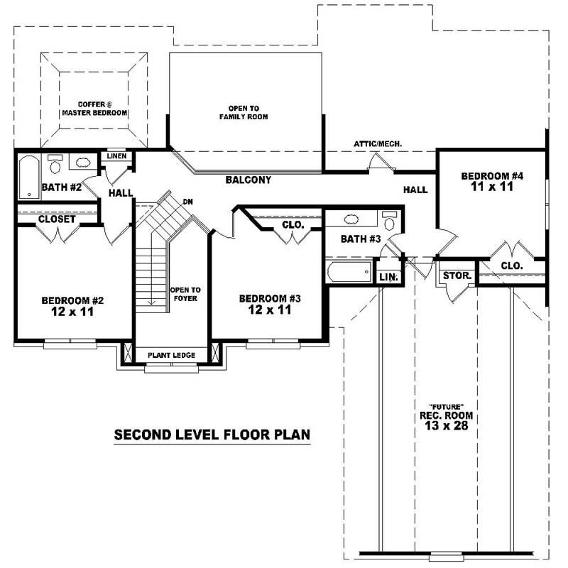 Floor Plan Second Story of Southern Plan #170-2768