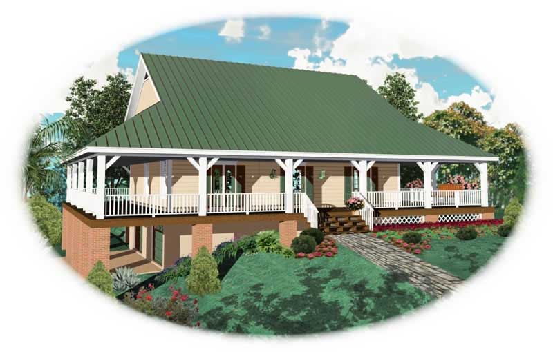 Front view of Country home (ThePlanCollection: House Plan #170-2769)