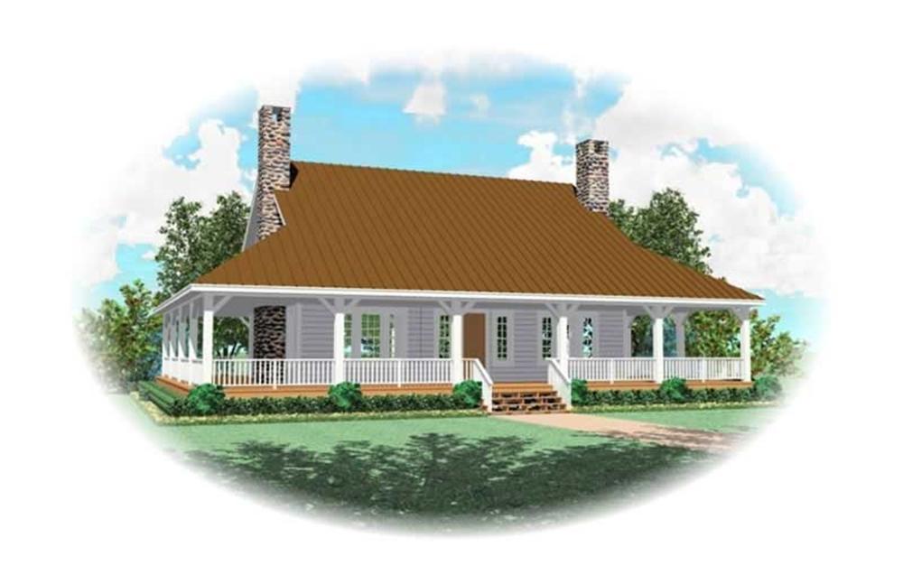Front view of Country home (ThePlanCollection: House Plan #170-2772)