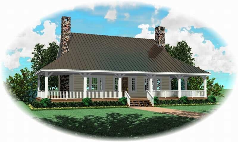 Front view of Country home (ThePlanCollection: House Plan #170-2774)