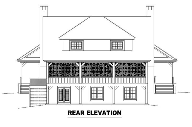 Home Plan Rear Elevation of this 3-Bedroom,2200 Sq Ft Plan -170-2774