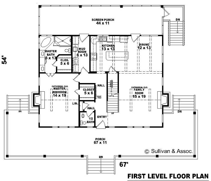 Floor Plan First Story of Country Plan #170-2774