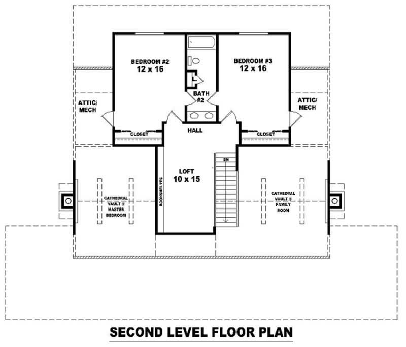 Floor Plan Second Story of Country Plan #170-2774