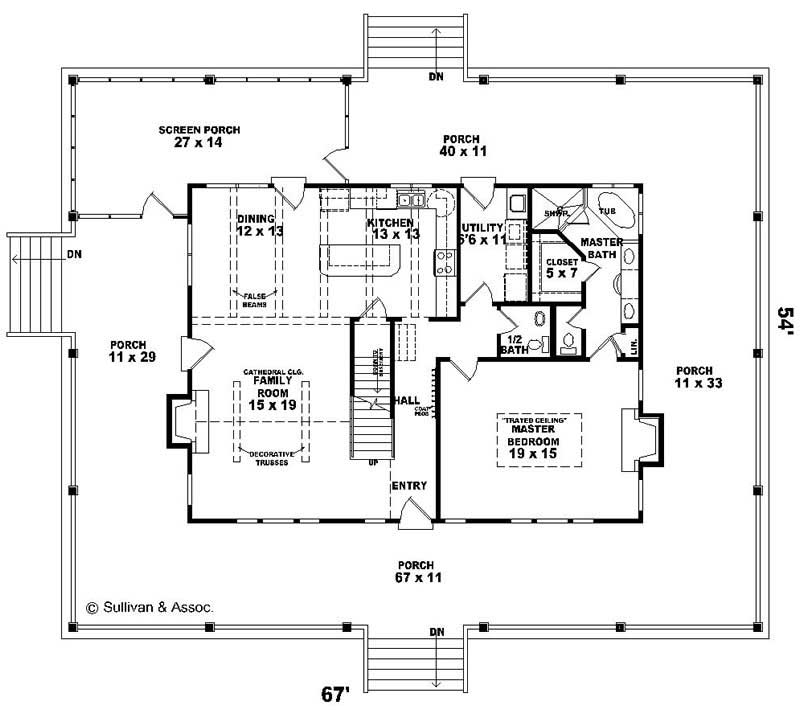 Floor Plan First Story of Country Plan #170-2776