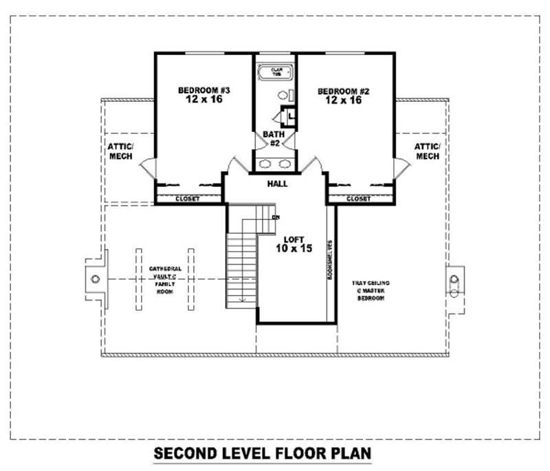 Floor Plan Second Story of Country Plan #170-2776