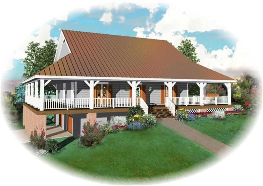 Front view of Country home (ThePlanCollection: House Plan #170-2778)