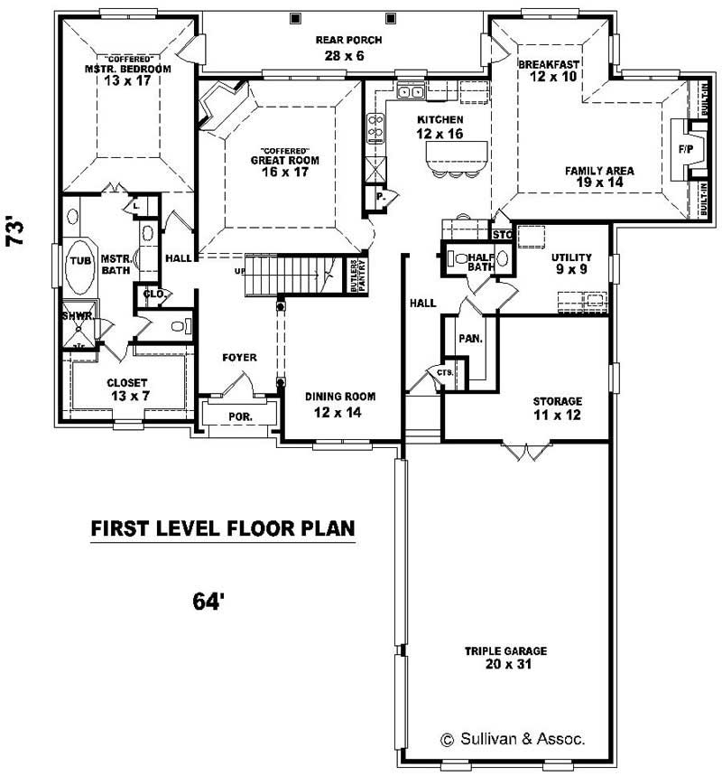Floor Plan First Story of French Plan #170-2779
