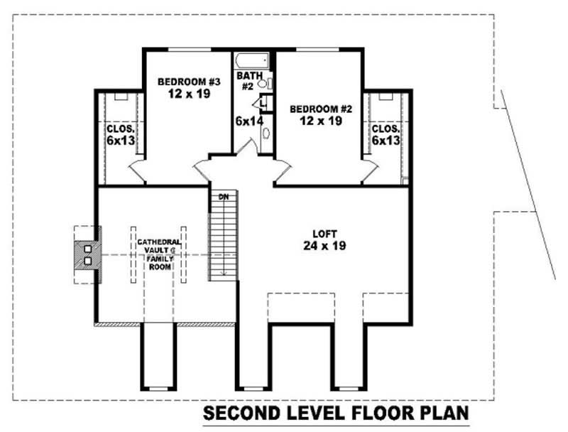 Floor Plan Second Story of Country Plan #170-2784