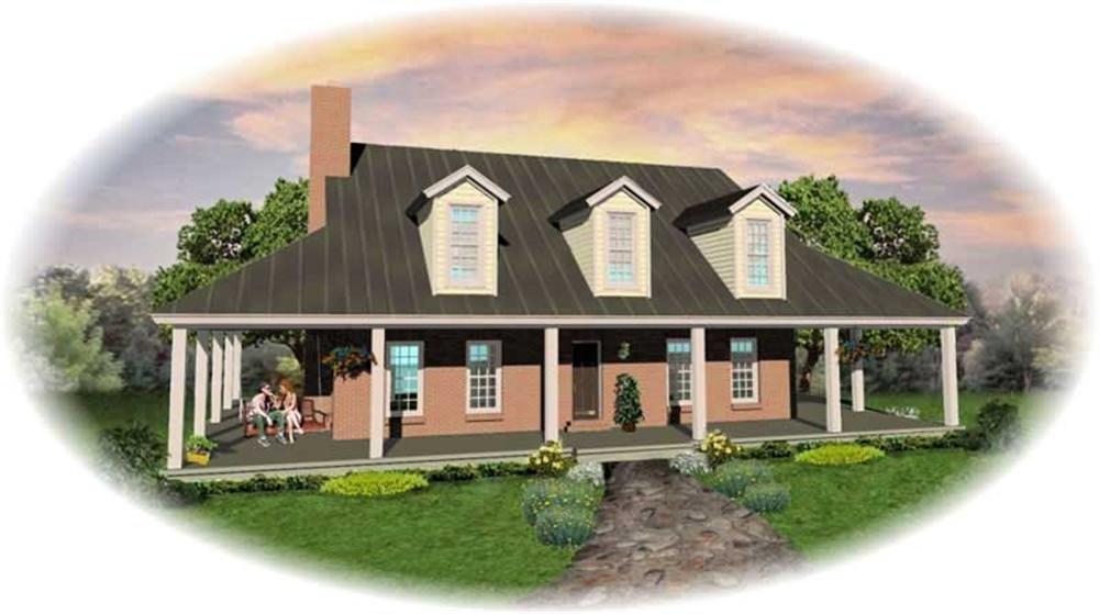 Front view of Country home (ThePlanCollection: House Plan #170-2785)