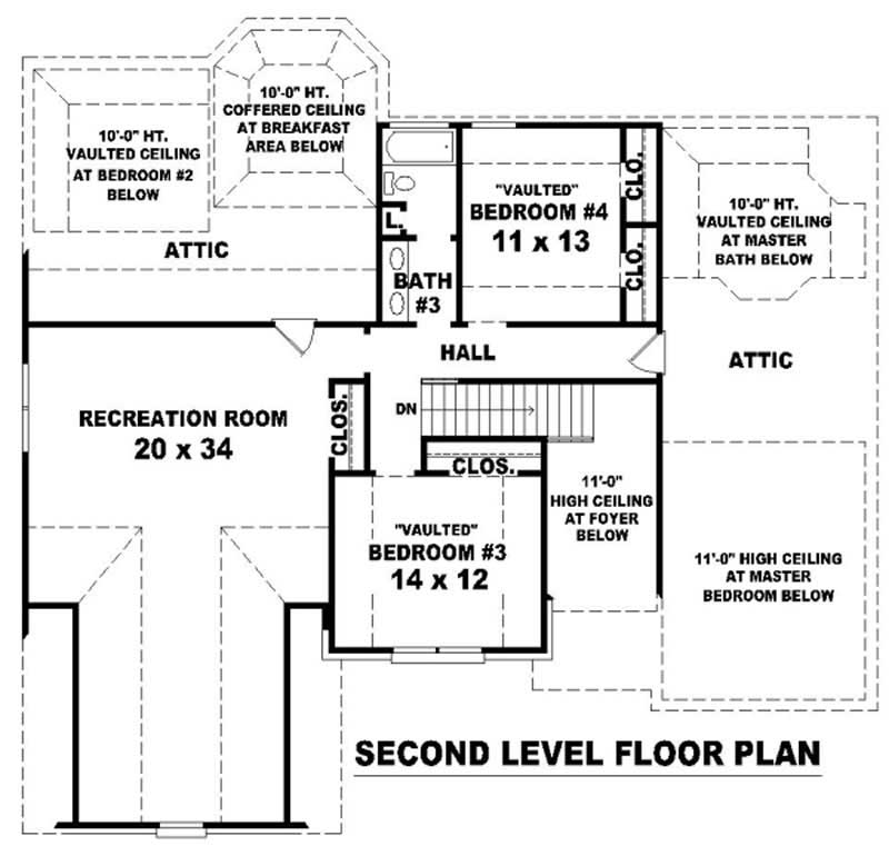 Floor Plan Second Story of French Plan #170-2792