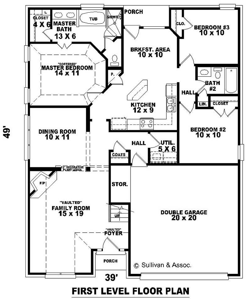 Floor Plan First Story of French Plan #170-2793