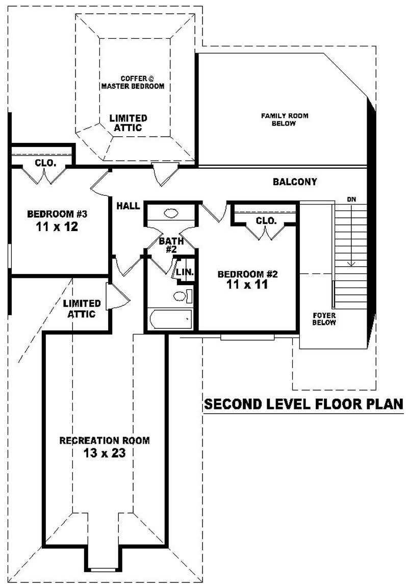 Floor Plan Second Story of Traditional Plan #170-2797
