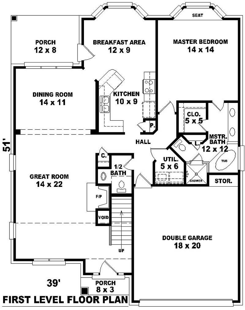 Floor Plan First Story of Traditional Plan #170-2798