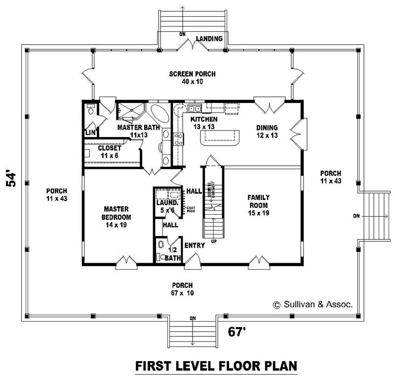 Floor Plan First Story of Country Plan #170-2800