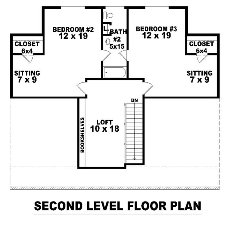 Floor Plan Second Story of Country Plan #170-2801