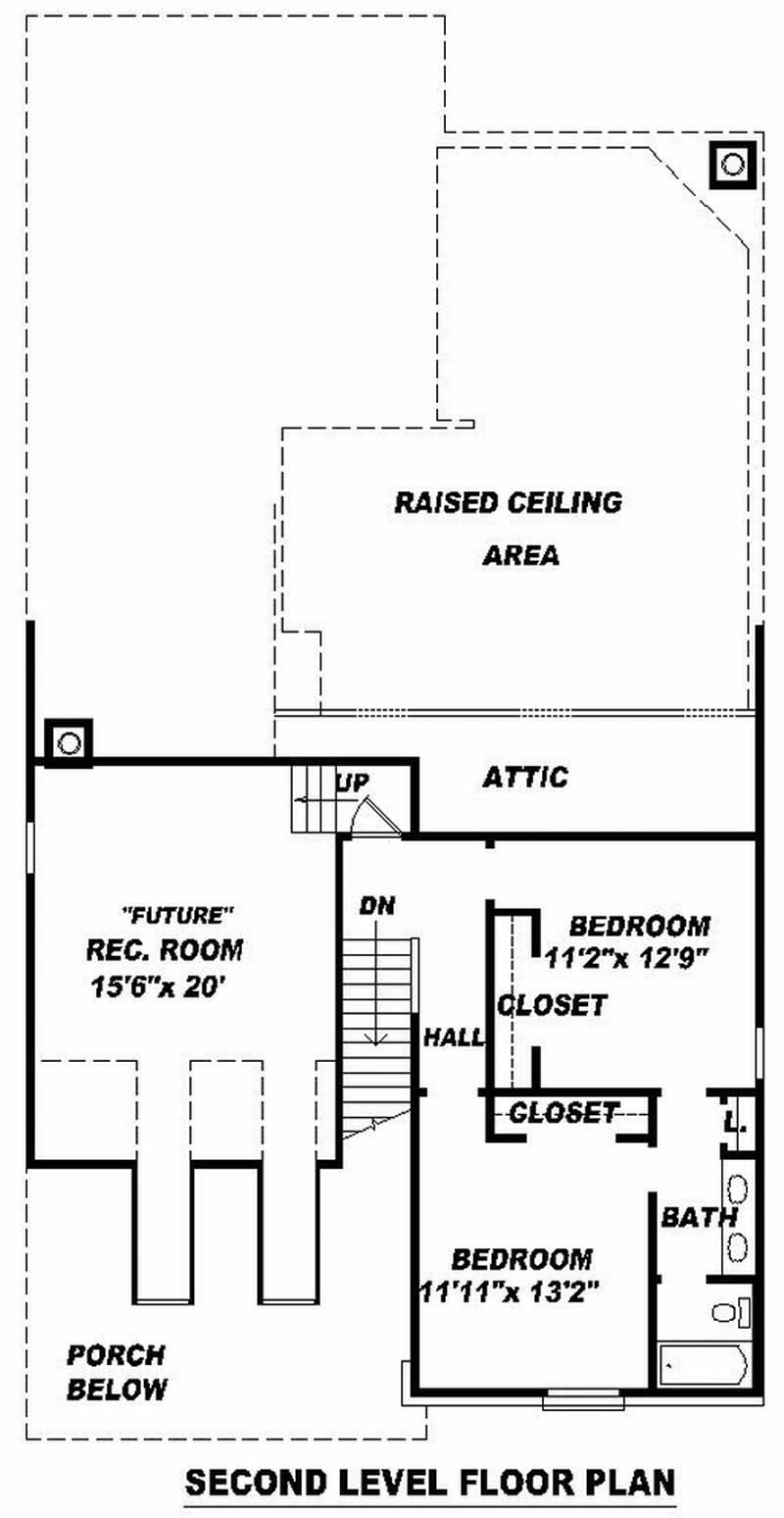 Floor Plan Second Story of Traditional Plan #170-2804