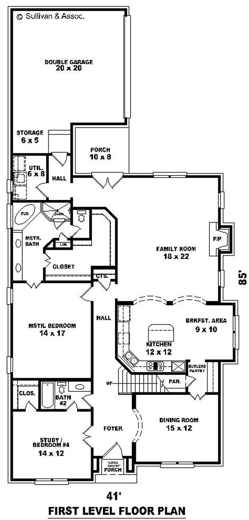 Floor Plan First Story of Craftsman Plan #170-2809