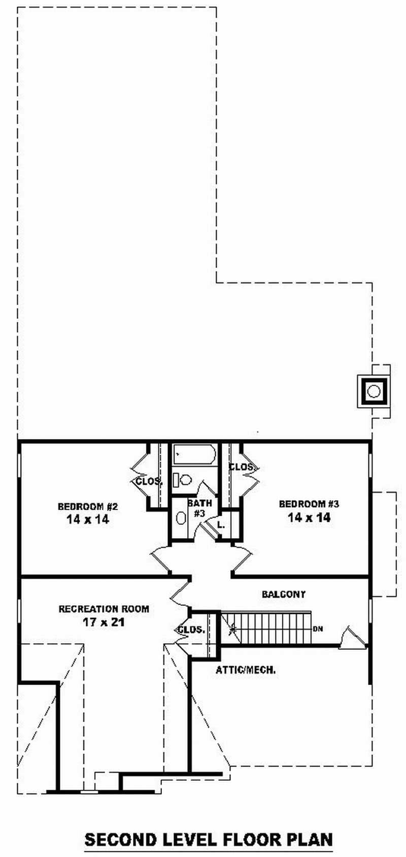 Floor Plan Second Story of Craftsman Plan #170-2809