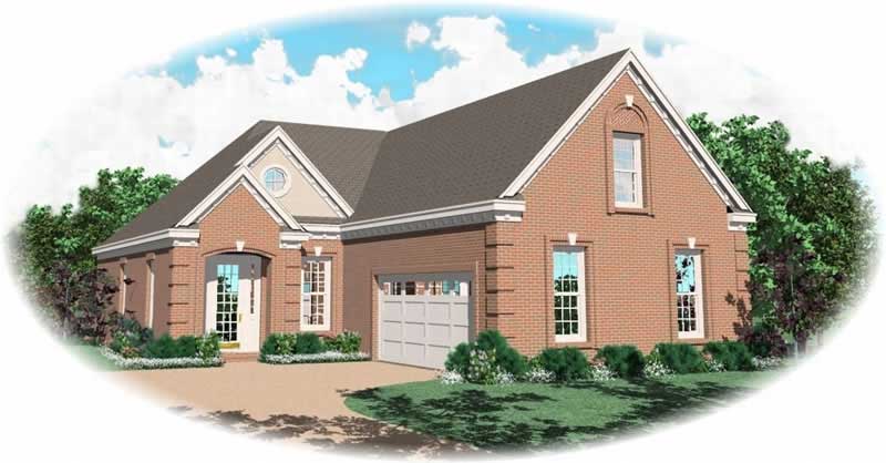 Front view of French home (ThePlanCollection: House Plan #170-2810)