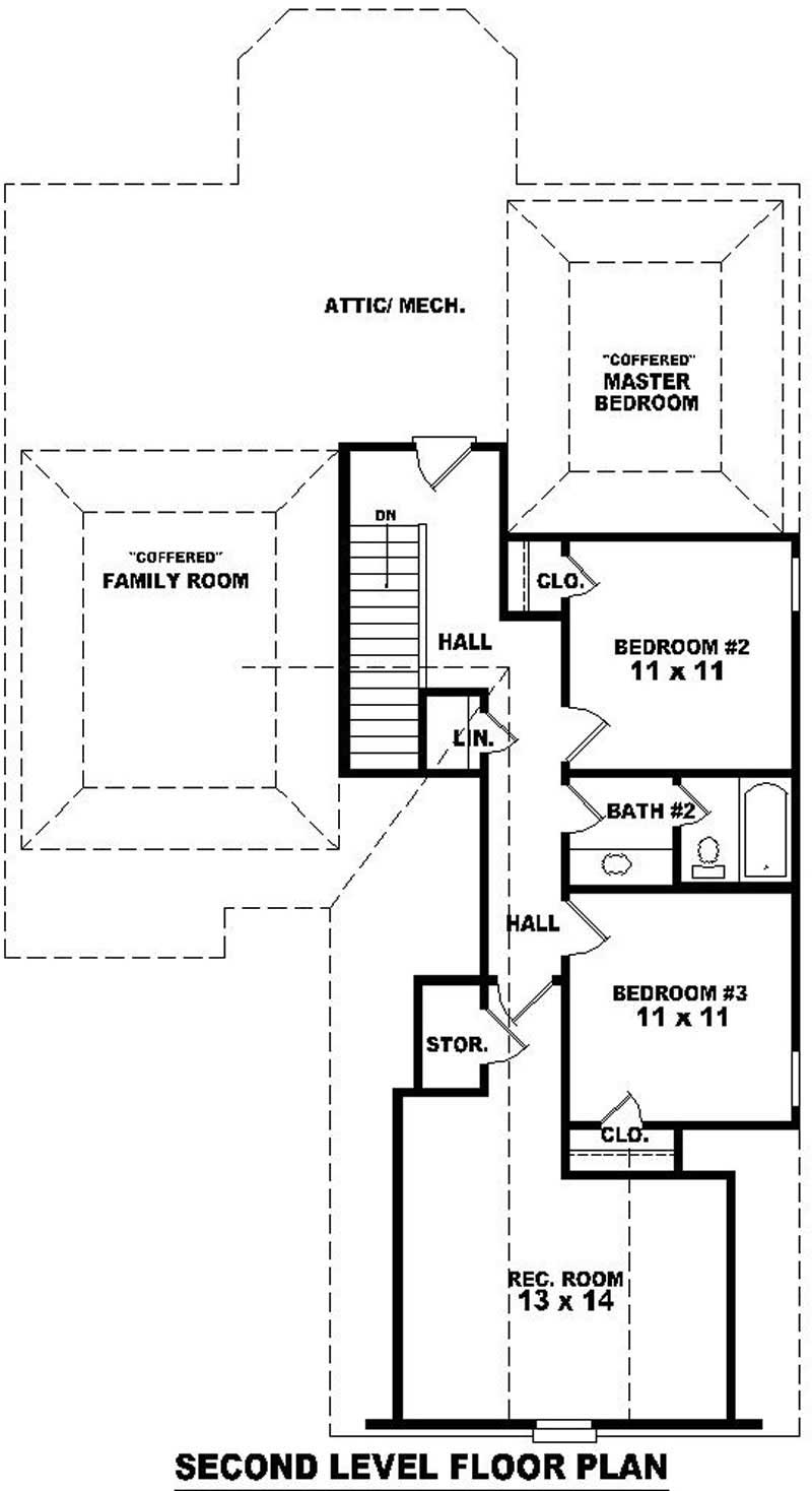 Floor Plan Second Story of French Plan #170-2810