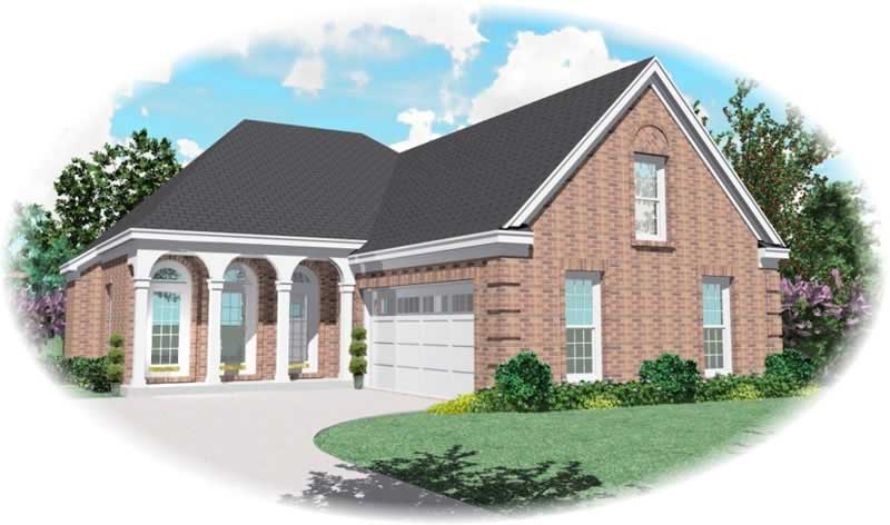 Front view of French home (ThePlanCollection: House Plan #170-2811)