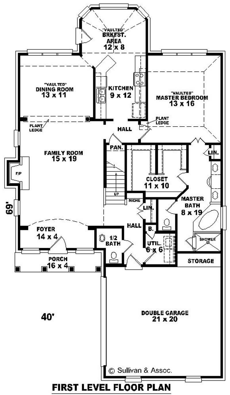 Floor Plan First Story of French Plan #170-2811