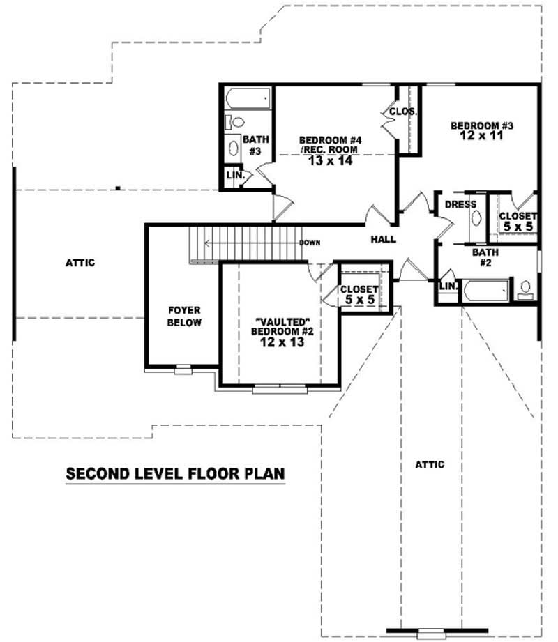 Floor Plan Second Story of French Plan #170-2813