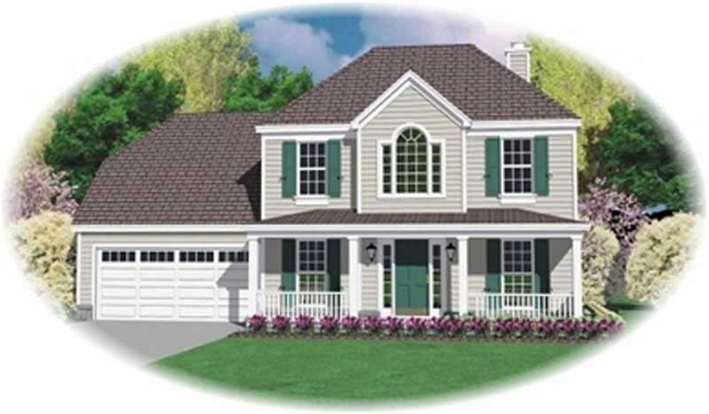 Front view of Country home (ThePlanCollection: House Plan #170-2827)