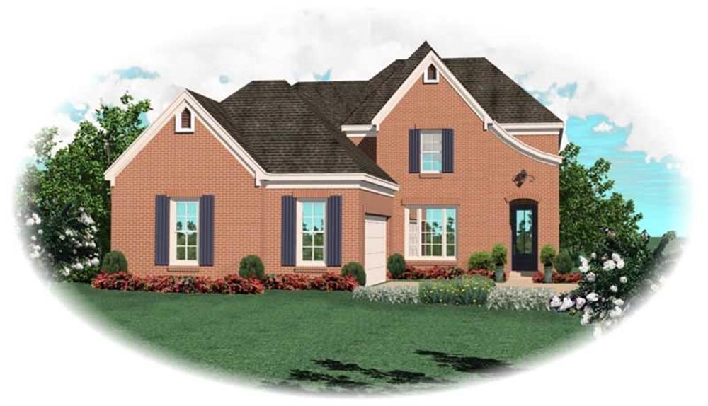 Front view of Country home (ThePlanCollection: House Plan #170-2828)