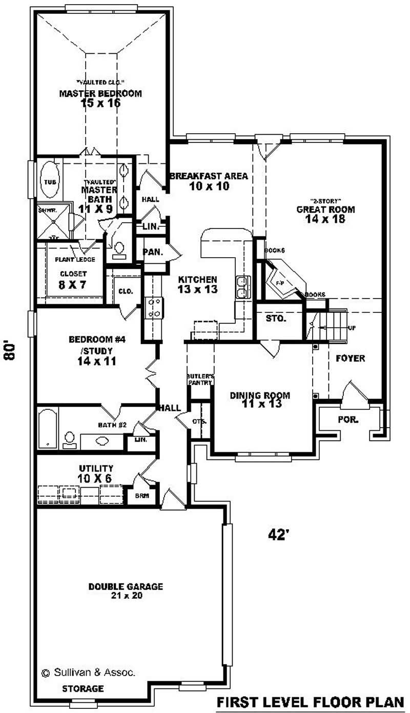 Floor Plan First Story of Country Plan #170-2828