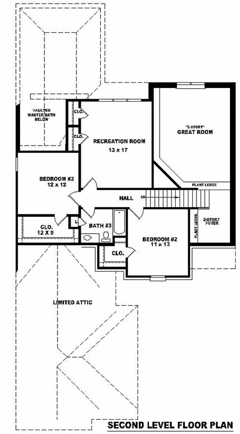 Floor Plan Second Story of Country Plan #170-2828