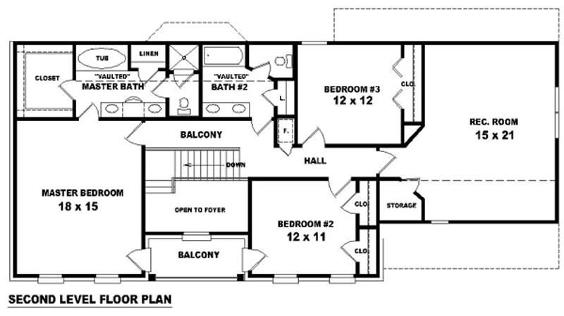 Floor Plan Second Story of Traditional Plan #170-2831