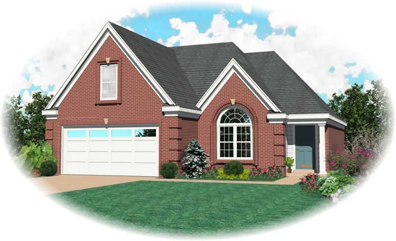 Front view of French home (ThePlanCollection: House Plan #170-2834)