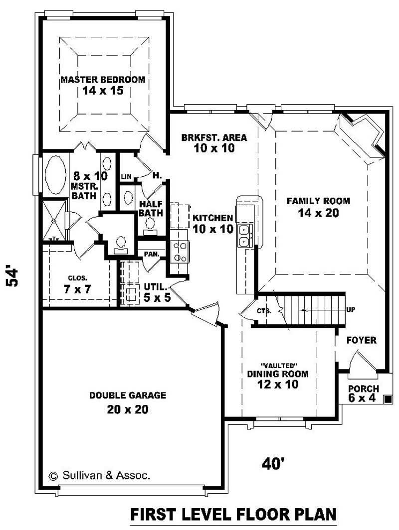 Floor Plan First Story of French Plan #170-2834