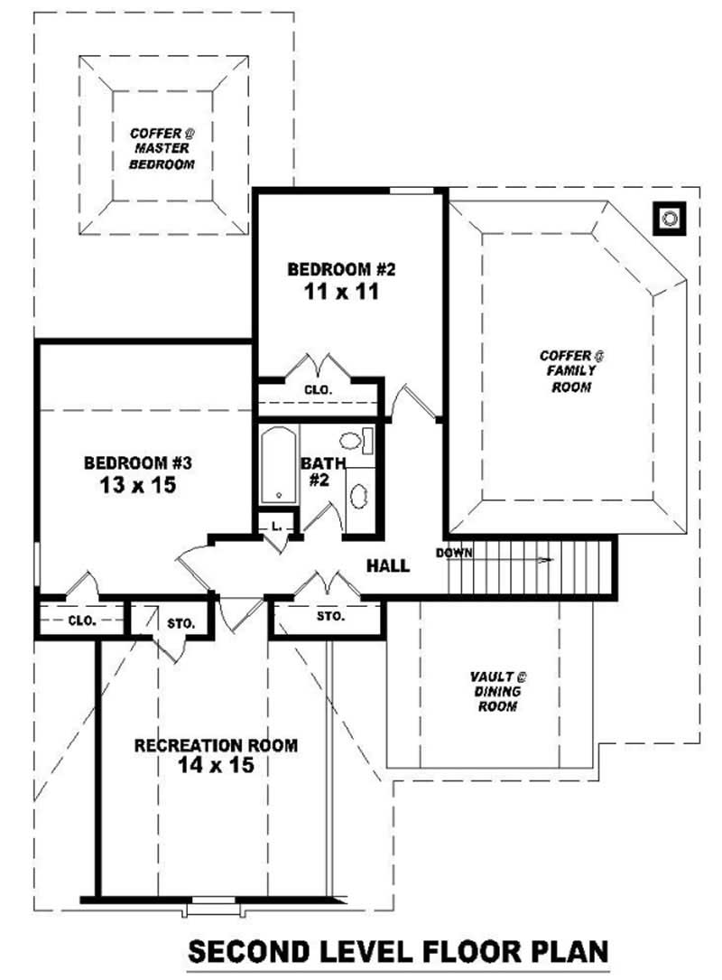Floor Plan Second Story of French Plan #170-2834