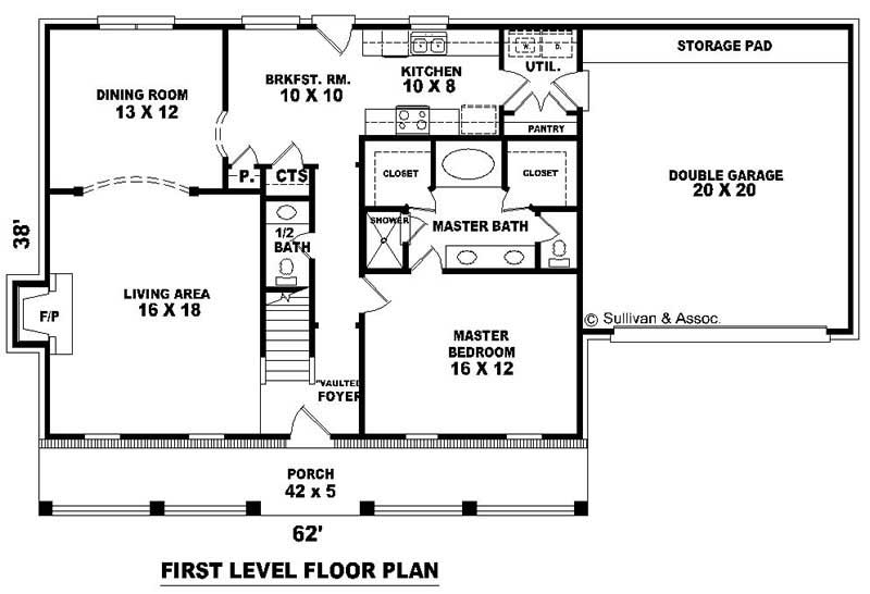 Floor Plan First Story of Country Plan #170-2838