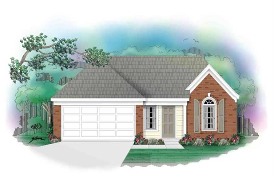 Front view of Ranch home (ThePlanCollection: House Plan #170-2843)
