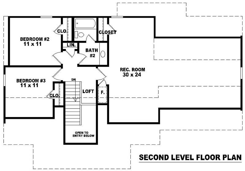 Floor Plan Second Story of Traditional Plan #170-2845
