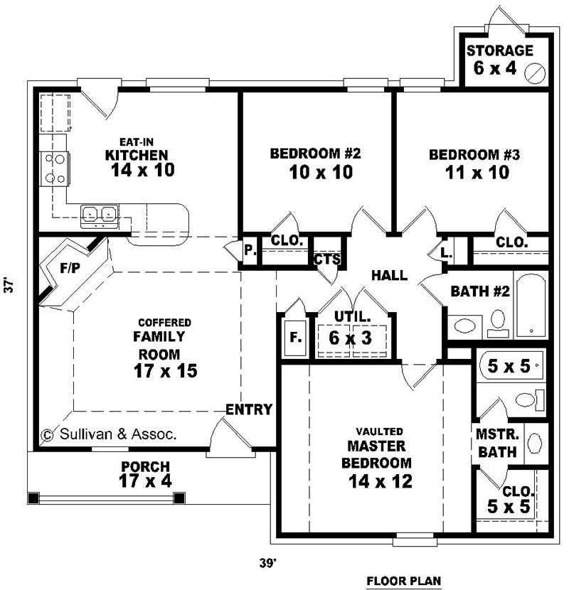 Floor Plan First Story of Small House Plans #170-2846