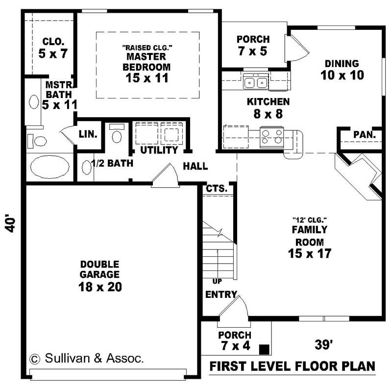 Floor Plan First Story of French Plan #170-2849