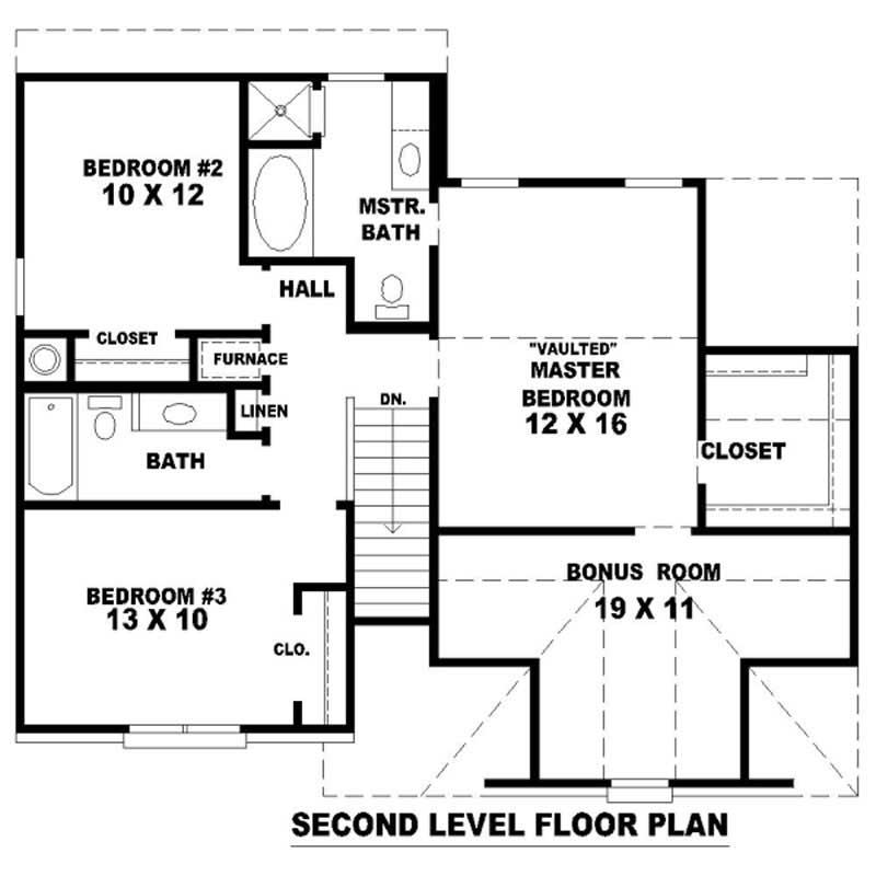 Floor Plan Second Story of French Plan #170-2855