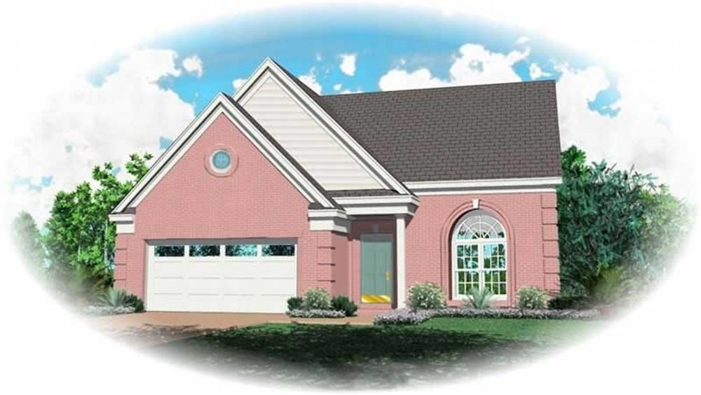 Front view of Country home (ThePlanCollection: House Plan #170-2856)